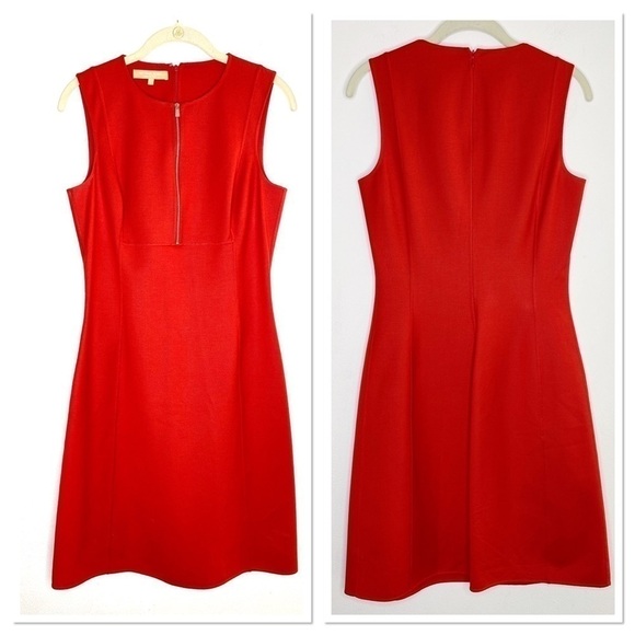 MICHAEL KORS cotton silk crimson red zip front dress made in Italy - Picture 1 of 11